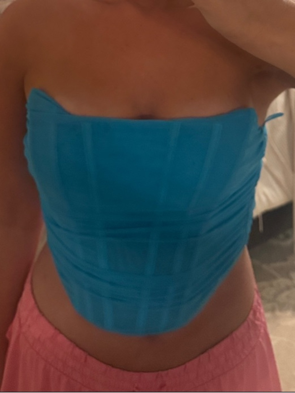 Corset crop top blue- woman